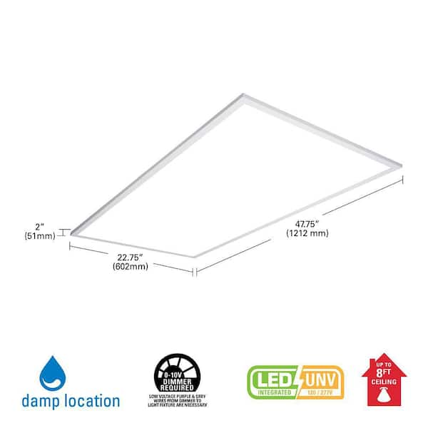 2 ft. x 4 ft. White Integrated LED Flat Panel Troffer Light Fixture at 4700 Lumens, 4000K Cool White