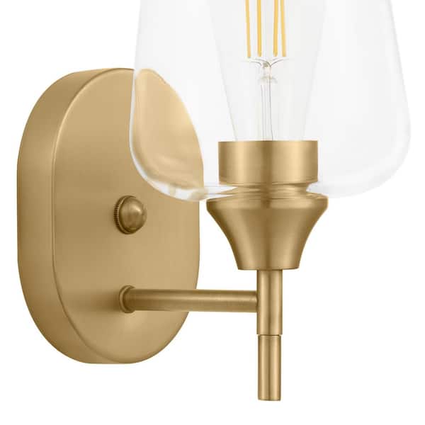 Pavlen 5.5 in. 1-Light Antique Brass Sconce with Clear Glass Shade