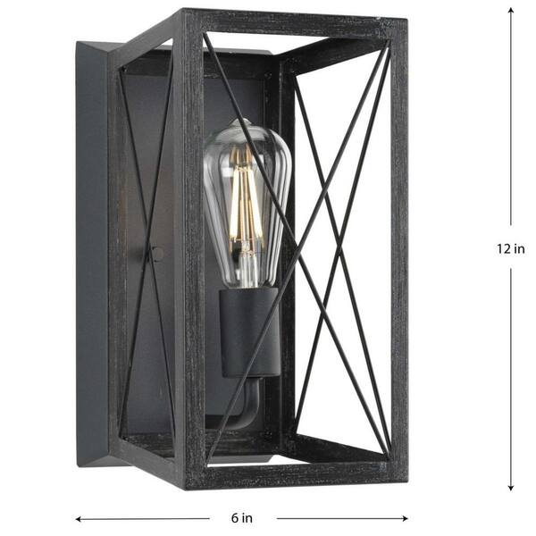 Briarwood Collection 1-Light Cerused Black Oak Farmhouse Wall Sconce Light