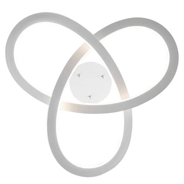 21 in. Integrated LED White Ringed Modern Pendant Light Fixture