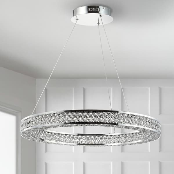 Benton 36-Watt Chrome/Clear Integrated LED Chandelier