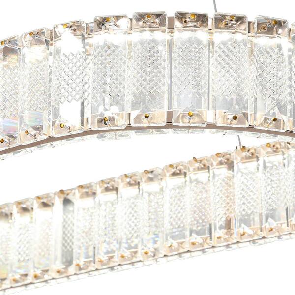 Jefferson 1-Light Clear/Chrome Unique Integrated LED Chandelier with Crystal Accents