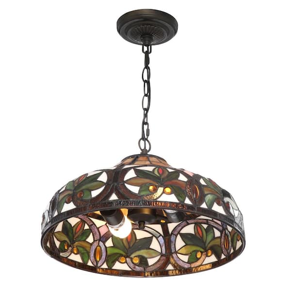 Tiffany 2-Light Sunrise Bronze Pendant Hanging Lamp