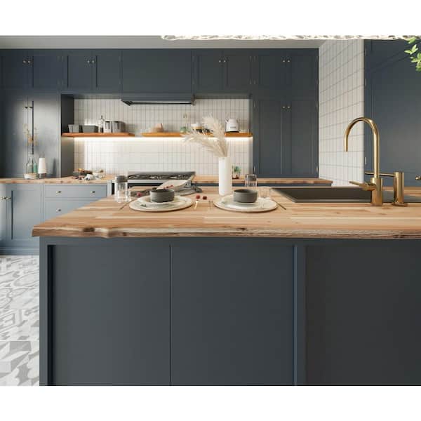 6.2 ft. L x 40 in. D, Unfinished Acacia Butcher Block Island Countertop, with Live Edge