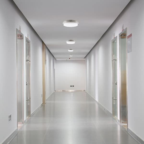 Lithium 11 in. 1-Light Brushed Nickel LED Flush Mount