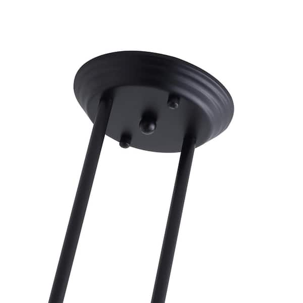 30 in. 3-Light Black Kitchen Island Linear Pendant Light Metal Farmhouse Chandeliers with Glass Shade