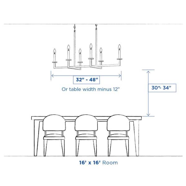 Clifton Heights Collection 26 in. 6-Light Matte Black Chandelier Light with Etched Glass Shades New Traditional
