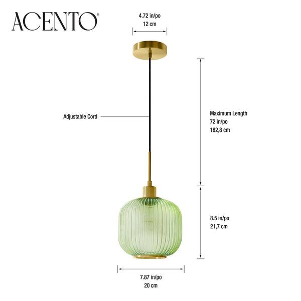 Condesa 60-Watt 1-Light Brushed Gold Globe Pendant Light with Fluted Glass Shade and No Bulb Included