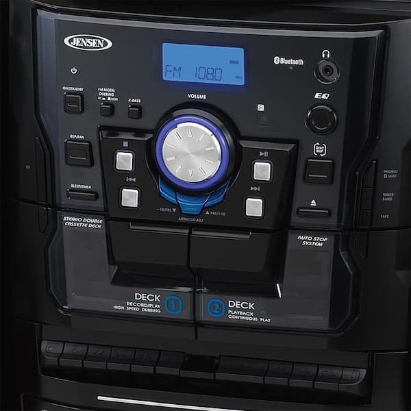 Bluetooth 3-Speed Stereo Turntable Music System with 3CD Changer and Dual Cassette Deck