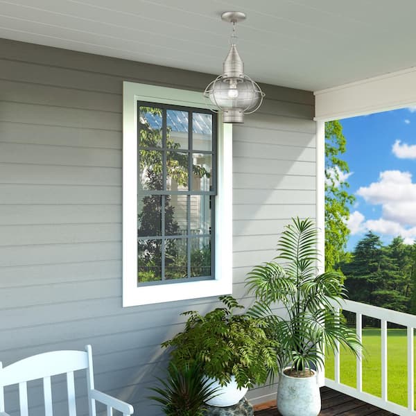 Newburyport 1 Light Brushed Nickel Outdoor Pendant Lantern
