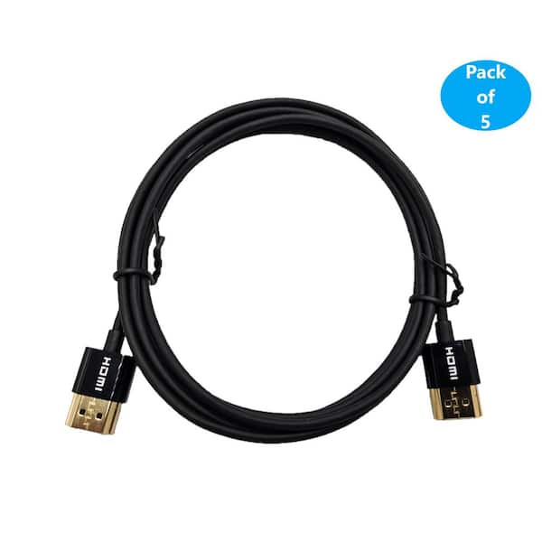 15 ft. HDMI 4K Ultra HD Slim High Speed with Ethernet Cables Black (5-Pack)
