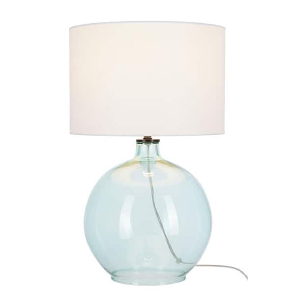 Windmere 21.5 in. Seagrass Green Glass Table Lamp with White Shade