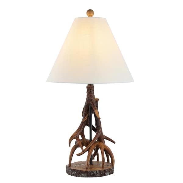 Cabell 26 in. Brown/White Farmhouse Rustic Iron LED Table Lamp
