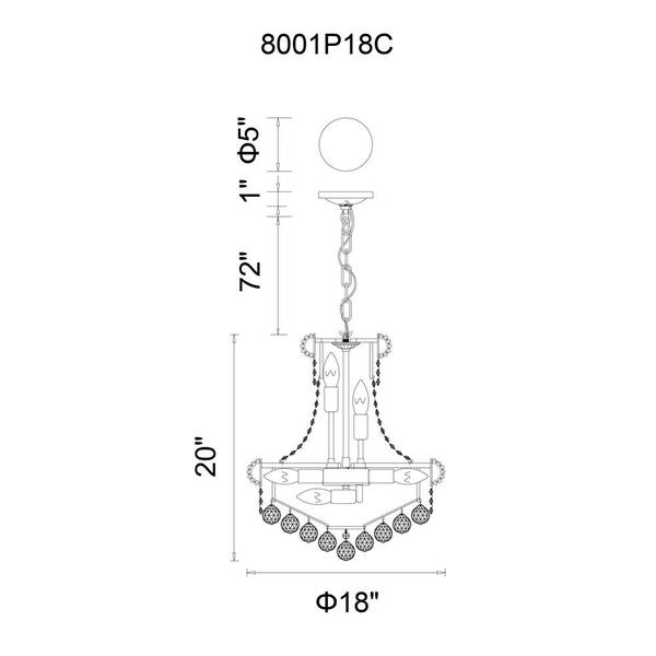 Empire 8 Light Down Chandelier With Chrome Finish