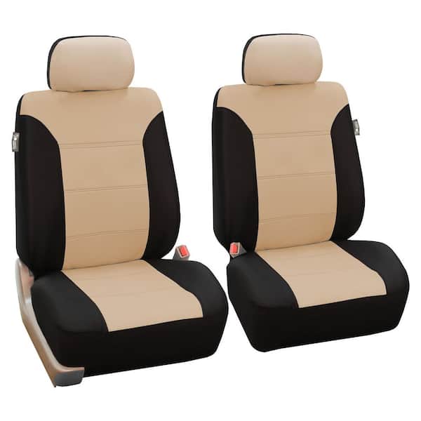 Polyester 47 in. x 23 in. x 1 in. Classic Khaki Full Set Car Seat Covers