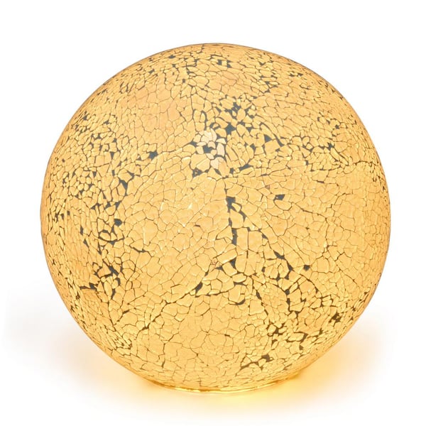 7.75 in. 1-Light White Mosaic Stone Ball Table Lamp