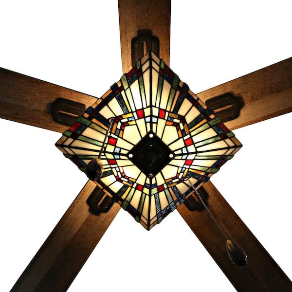 Michelangelo Mission 52 in. Stained Glass LED Ceiling Fan With Light
