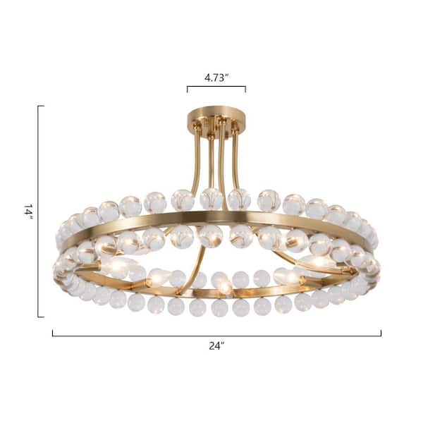 Jackson 8-Light 24 in. Bronze Semi-Flush Mount With Crystal