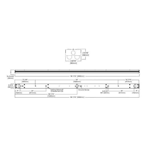 8 ft. 2-Light Linear White Integrated LED Garage Strip Light with 8913 Lumens, 4000K
