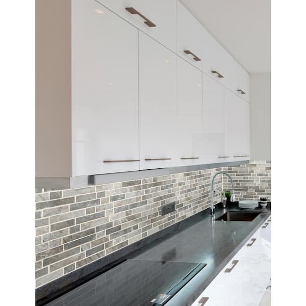 Stonella Interlocking 11.81 in. x 11.81 in. Textured Glass Mesh-Mounted Mosaic Tile (0.97 sq. ft./Each)