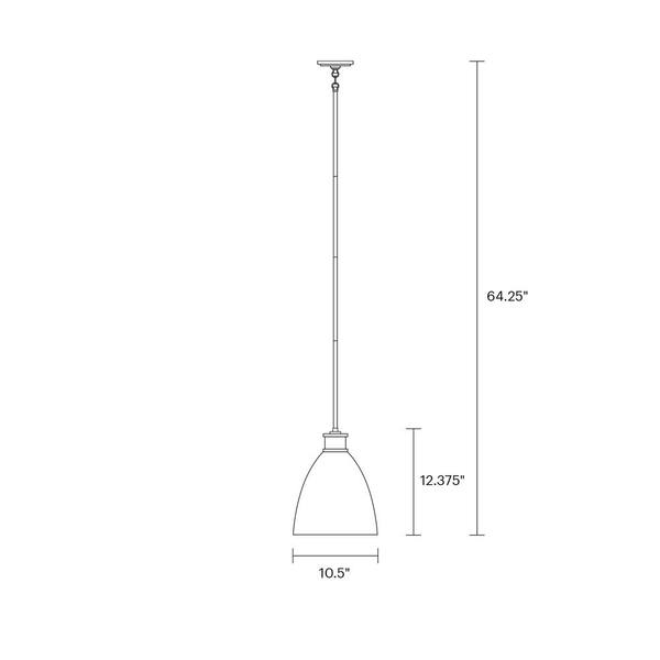 Varus 10.5 in. W 1-Light Matte Black Metal Modern Industrial Pendant with Brushed Nickel Accent and White Inner Shade