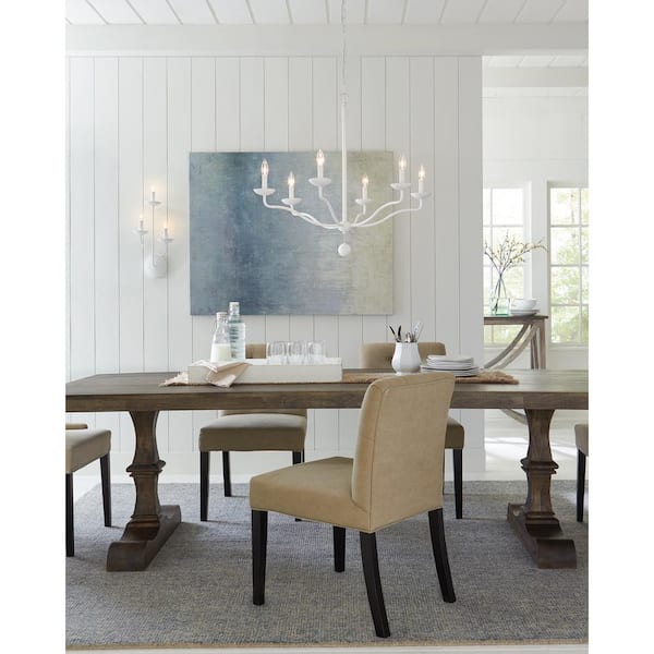 Annie 6-Light Plaster White Traditional Rustic Hanging Candlestick Chandelier