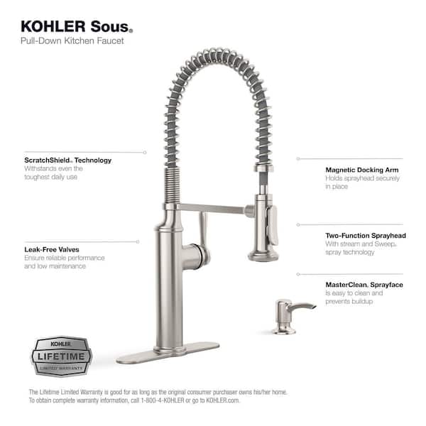 Sous Pro-Style Single-Handle Pull-Down Sprayer Kitchen Faucet in Vibrant Stainless