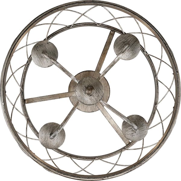 Dury 17.5 in. 4-Light Century Silver Leaf Semi-Flush Mount