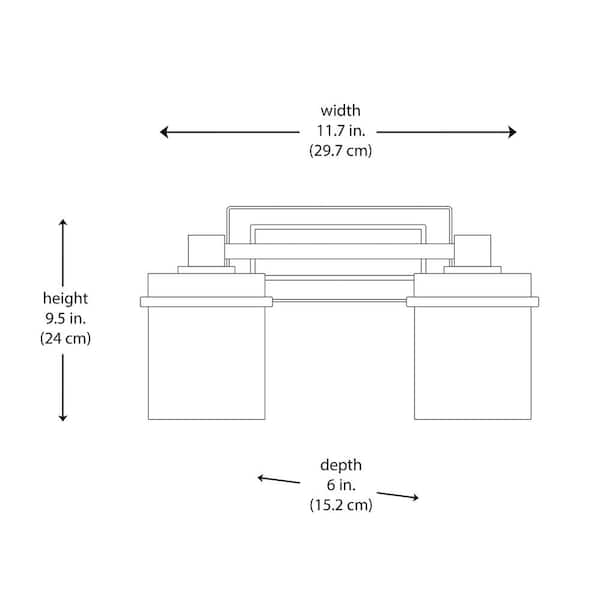 Cade 11.7 in. 2-Light Brushed Nickel Bathroom Vanity Light Fixture with Frosted Glass Shades