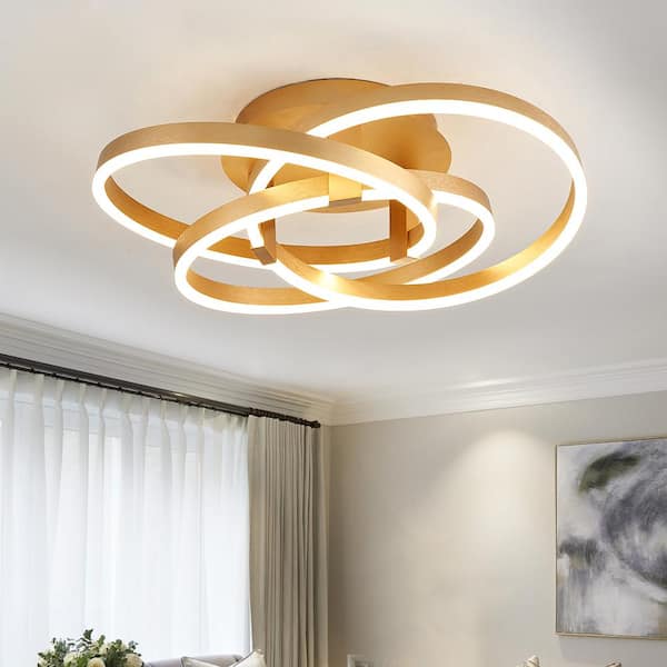 Carson 11.6 in. 3-Light Gold Simple Geometric LED Semi Flush Mount