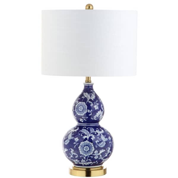 Lee 27 in. H Blue/White Ceramic Chinoiserie Table Lamp
