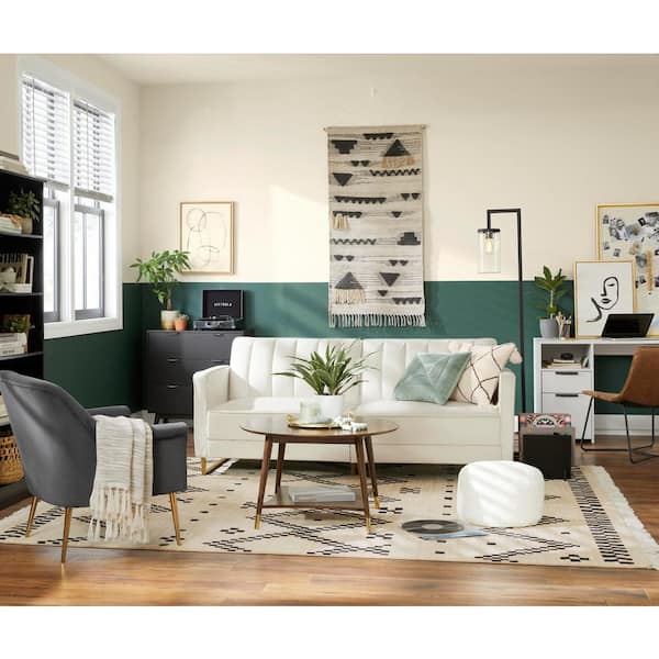 Malva 68 in. Blackened Bronze Floor Lamp with Seeded Glass Shade