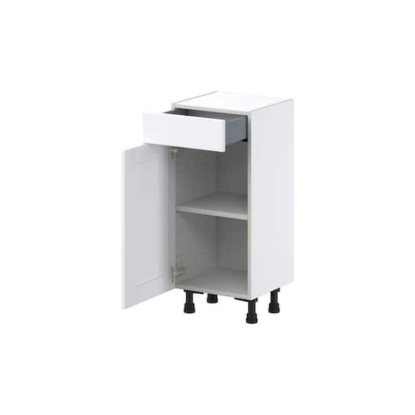 Mancos Glacier White Shaker Assembled Shallow Base Kitchen Cabinet with a Drawer (15 in. W x 34.5 in. H x 14 in. D)