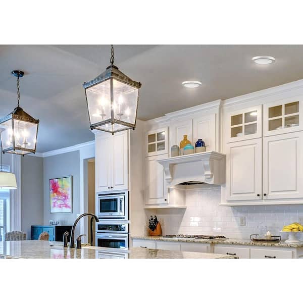 7 in. 1-Light Brushed Nickel Integrated LED Energy Star Dimmable Mini Round in Cool White 4000K Surface Flush Mount