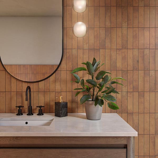 Loring Heights Rust 2 in. x 8 in. Glazed Porcelain Floor and Wall Tile (4 sq. ft./Case)