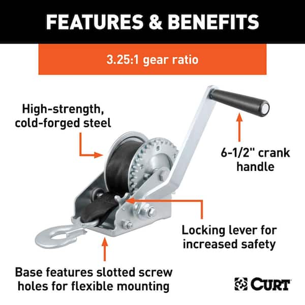 Hand Winch with 15' Strap (900 lbs., 6-1/2