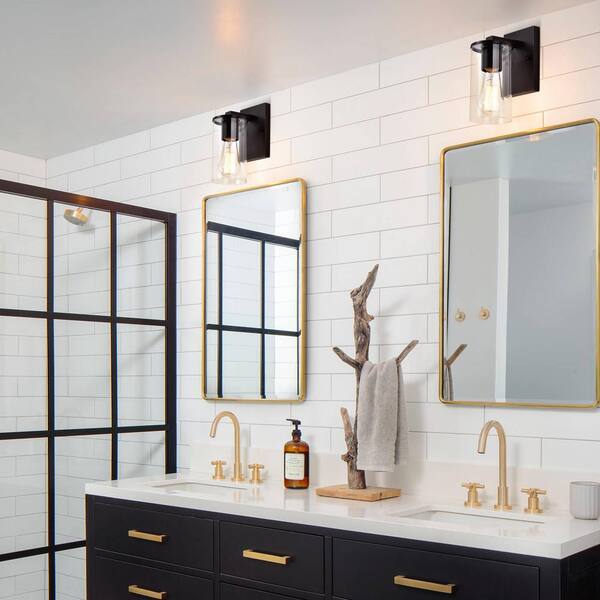 1-Light Oil-Rubbed Bronze Wall Sconce with Clear Glass Shade