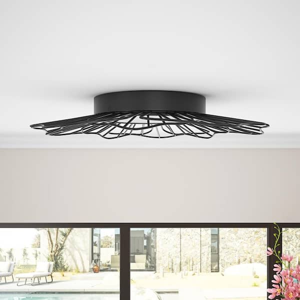 23.22 in. 1-Light Modern Black 24-Watt LED Flush Mount Dimmable Close to Ceiling Light Fixture