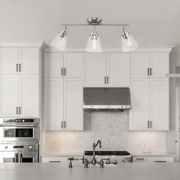 Jackson 2 ft. 3-Light Brushed Nickel Fixed Track Lighting Kit with Clear Glass Shades