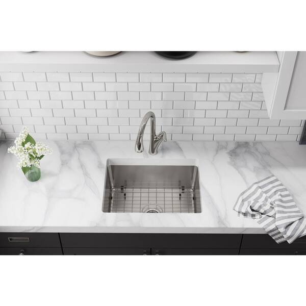 Avenue Drop-In/Undermount Stainless Steel 25 in. Single Bowl Kitchen Sink with Bottom Grid and Drain