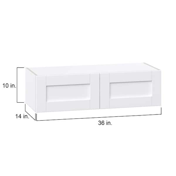 Mancos Glacier White Shaker Assembled Wall Kitchen Bridge Cabinet (36 in. W X 10 in. H X 14 in. D)