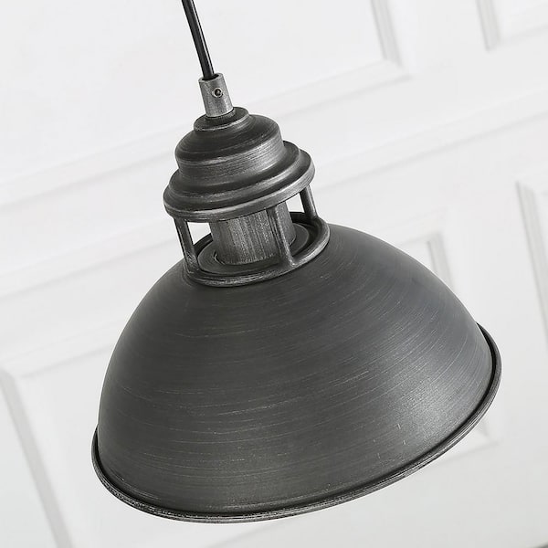 1-Light Industrial Farmhouse Barn Pendant Light Modern Dark Gray Island Bar Pendant Ceiling Light with Metal Dome Shade