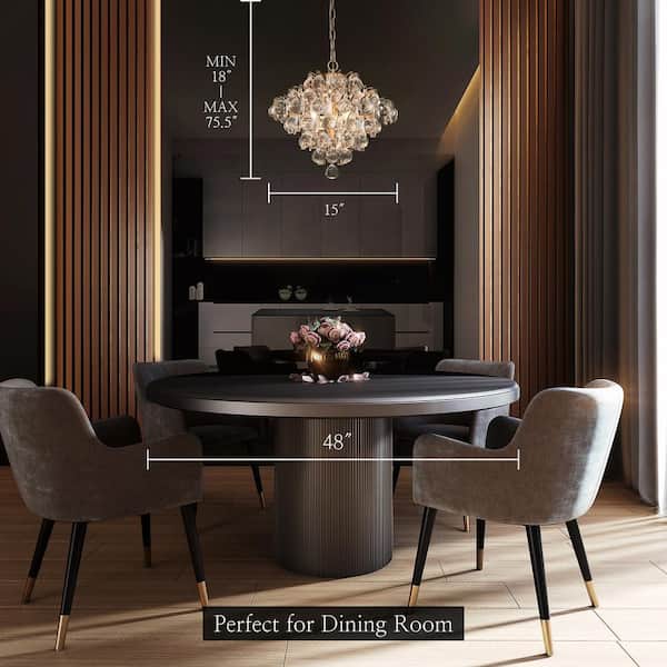 Drops Crystal Chandelier, 3-Light Modern Farmhouse Gold Kitchen Chandelier Pendant Light for Dining Living Room