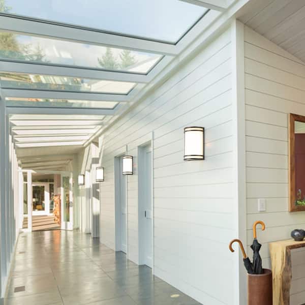 1-Light Oil-Rubbed Bronze Dimmable 15-Watt LED Wall Light with Acrylic Shade