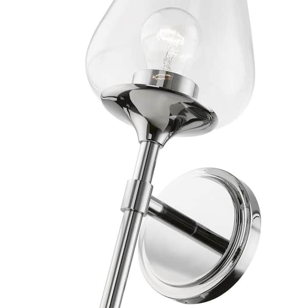 Willow 1-Light Polished Chrome Wall Sconce with Clear Glass