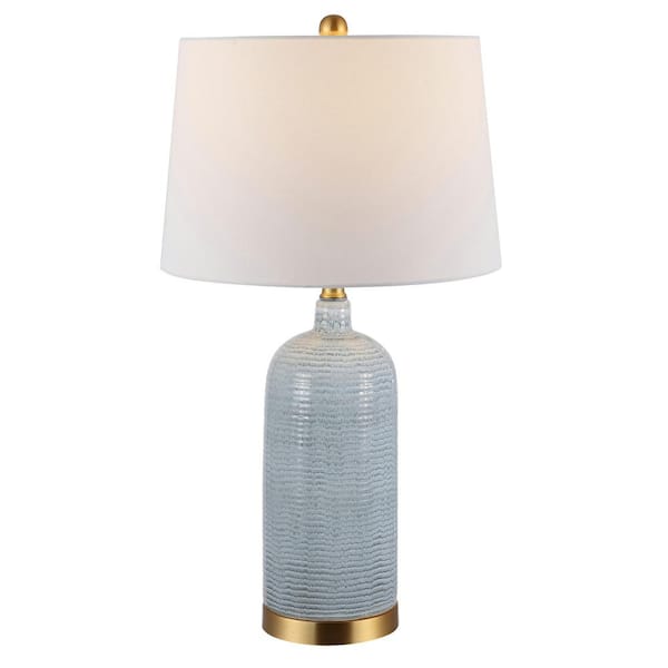 Stark 27 in. Blue Table Lamp with White Shade