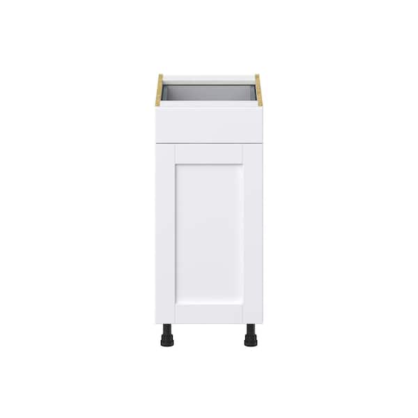 Mancos Glacier White Shaker Assembled Base Kitchen Cabinet With a Pull Out (15 in. W x 34.5 in. H x 24 in. D)