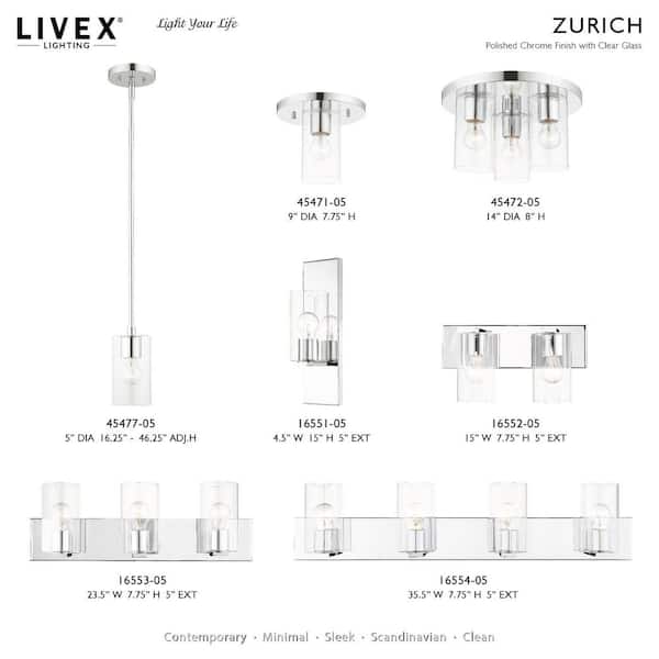 Zurich 1 Light Polished Chrome Pendant