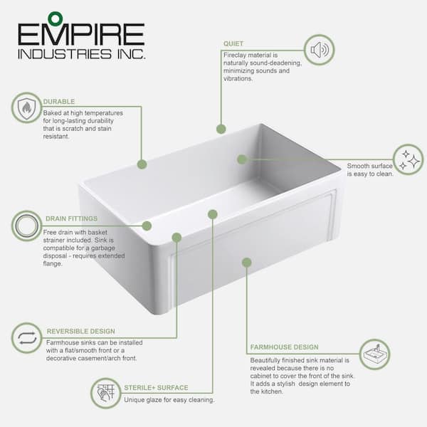 Olde London Farmhouse Fireclay 27 in. Single Bowl Kitchen Sink with Grid with Grid and Strainer