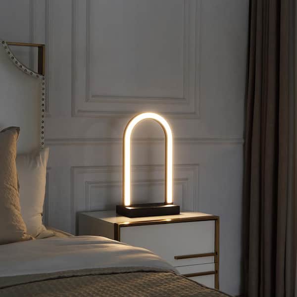 LUCĒ By Mercer Project - ARCO, 18 in. Modern LED Arched Table Lamp, 3000K, 834 Lumens, Matte Black